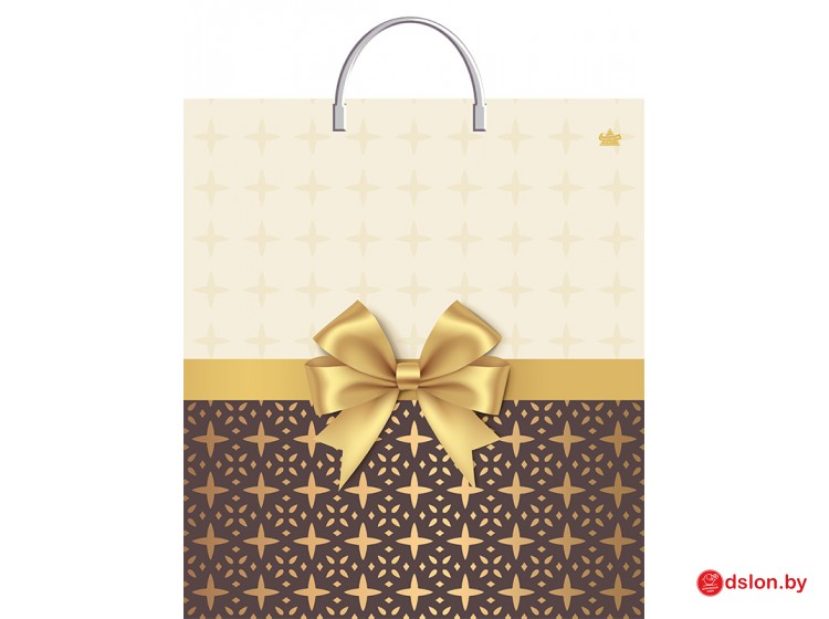 Мешок ПВД (пласт.руч) 440*400 (100мкр) Золотистый бантик